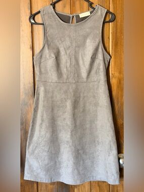Altar'd State Gray Sleeveless Suede A-Line Dress